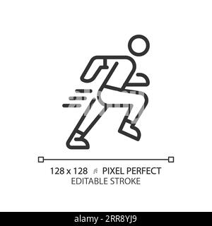 2D customizable running black linear icon Stock Vector