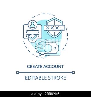 2D create account blue line icon concept Stock Vector