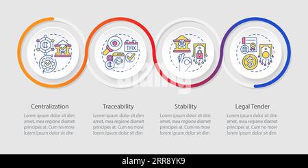 Multicolor digital currency layout with thin linear icons Stock Vector