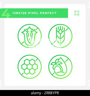 Pixel perfect gradient allergen free linear icons set Stock Vector