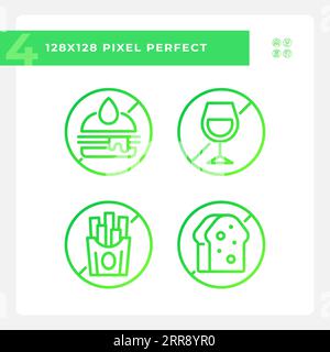Green pixel perfect allergen free gradient icons set Stock Vector