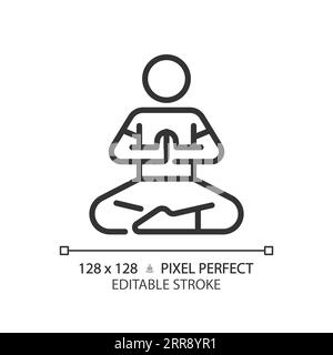 2D customizable prayer pose black linear icon Stock Vector