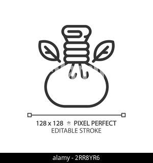 2D customizable herbal compress black linear icon Stock Vector