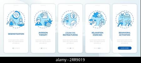Walkthrough behavioral therapy with blue icons concept Stock Vector