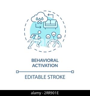 2D behavioral activation blue line icon concept Stock Vector