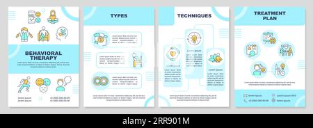 Brochure with behavioral therapy thin line icons Stock Vector