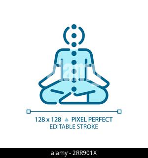 2D customizable meditating linear icon Stock Vector