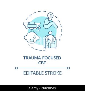 2D trauma focused CBT blue line icon concept Stock Vector