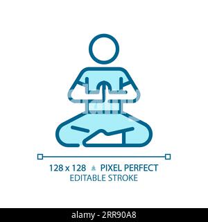 2D customizable prayer pose linear icon Stock Vector