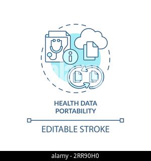 2D thin line blue icon health data portability concept Stock Vector