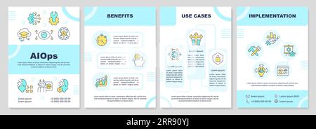 Brochure with AI ops thin line icons Stock Vector