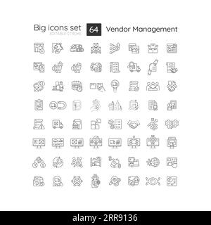 Customizable black big icon set for vendor management Stock Vector