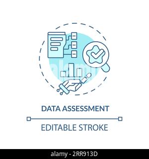2D thin linear blue data assessment icon Stock Vector