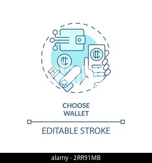 2D choose wallet blue line icon concept Stock Vector