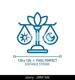 2D customizable day and night balance linear icon Stock Vector