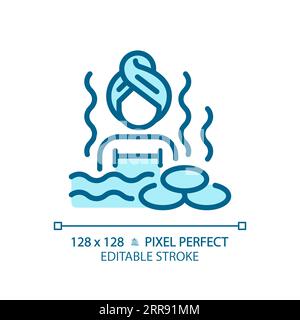 2D customizable hot water bath linear icon Stock Vector