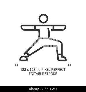 2D customizable yoga exercise black linear icon Stock Vector