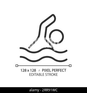 2D customizable swimming black linear icon Stock Vector
