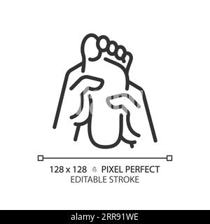 2D customizable foot massage black linear icon Stock Vector