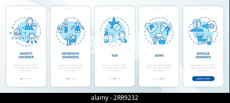 Walkthrough behavioral therapy with blue line icons Stock Vector