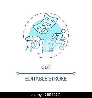 2D CBT blue line icon concept Stock Vector