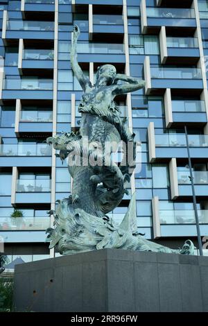 The Mermaid Sculpture by Damien Hurst on Greenwich Peninsula. London, UK Stock Photo