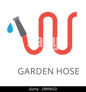 Red irrigation hose bent in zigzag isolated on white Stock Vector