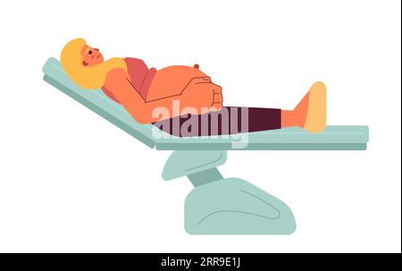 Pregnant woman lying on bed semi flat color vector character Stock Vector