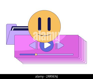 Vaporwave computer shortcuts flat line color isolated vector object Stock Vector