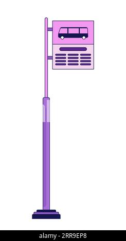 Bus stop sign flat line color isolated vector object Stock Vector