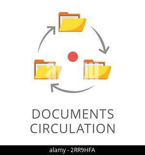 Yellow folders with documents in form of closed ring in motion Stock Vector
