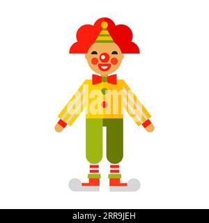 Cheerful clown performing flat vector icon Stock Vector