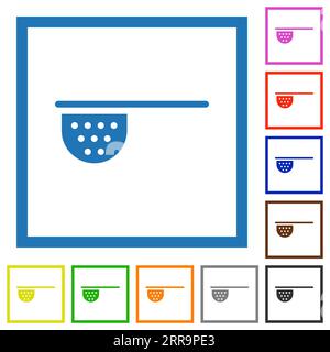 Tea stainer flat color icons in square frames on white background Stock Vector