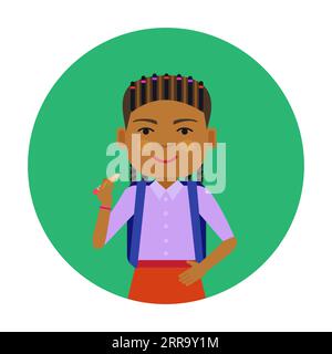 Hispanic girl with backpack over her shoulders Stock Vector