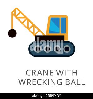 Wall demolition ball crane isolated on white Stock Vector
