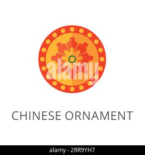 Round decorative element of Chinese medal isolated on white Stock Vector