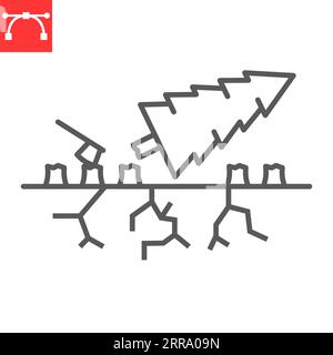 Deforestation line icon, climate change and ecology, tree stumps vector icon, vector graphics, editable stroke outline sign, eps 10. Stock Vector