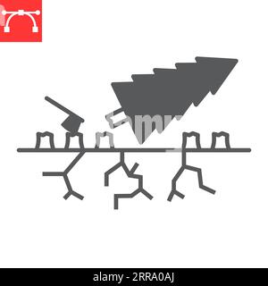 Deforestation glyph icon, climate change and ecology, tree stumps vector icon, vector graphics, editable stroke solid sign, eps 10. Stock Vector