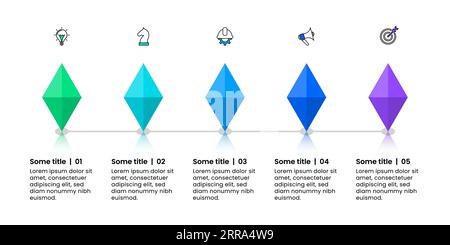 Infographic template with icons and 5 options or steps. Can be used for workflow layout, diagram, banner, webdesign. Vector illustration Stock Vector