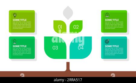 Infographic template with icons and 4 options or steps. Green tree. Can be used for workflow layout, diagram, banner, webdesign. Vector illustration Stock Vector