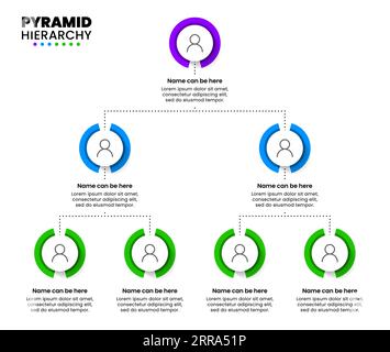 Infographic template. Pyramid hierarchy with space for photos and text. Vector illustration Stock Vector