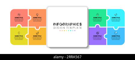 Infographic template with icons and 8 options or steps. Squares. Can be used for workflow layout, diagram, banner, webdesign. Vector illustration Stock Vector