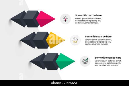 Infographic template with icons and 3 options or steps. Abstract 3d object. Can be used for workflow layout, diagram, banner, webdesign. Vector illust Stock Vector