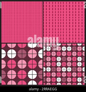 Set of Four Colorful Abstract Backgrounds - Dotted and Striped Patterns Stock Vector
