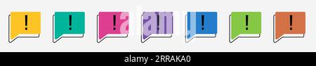 Collection set of colorful speech bubbles with exclamation point or marks. The concept of communication of people in the field of business and everyda Stock Vector
