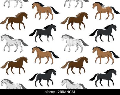 Vector seamless pattern of hand drawn doodle horse Stock Vector