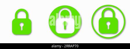 Green lock padlock icons. Vector sign illustration. Stock Vector