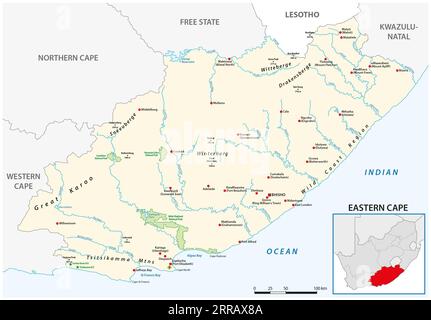 Vector map of  Eastern Cape map, South Africa Stock Photo