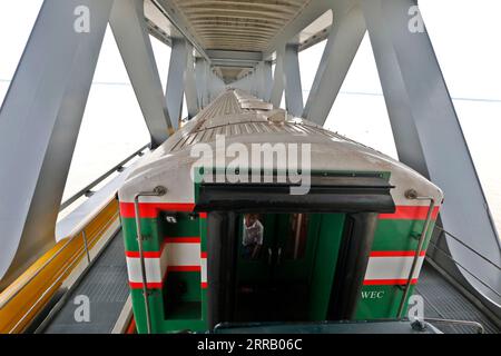 Munshiganj, Bangladesh - September 07, 2023: A special train operated by Bangladesh Railway on a test run on the 82-km Dhaka-Bhanga line via the Padma Stock Photo