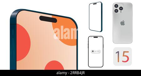 Newly released iPhone 15 mockup set with different angles Stock Vector